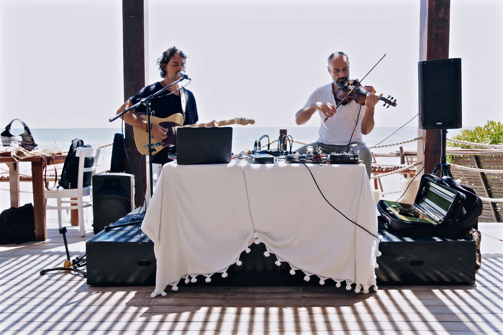 Musicians on the deck