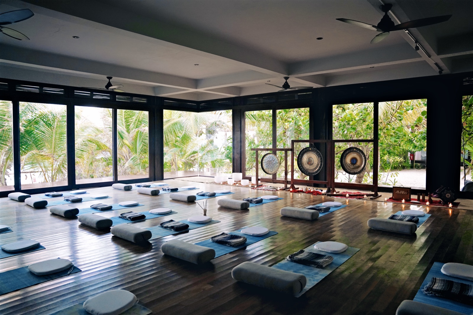 Mats laid in the shala
